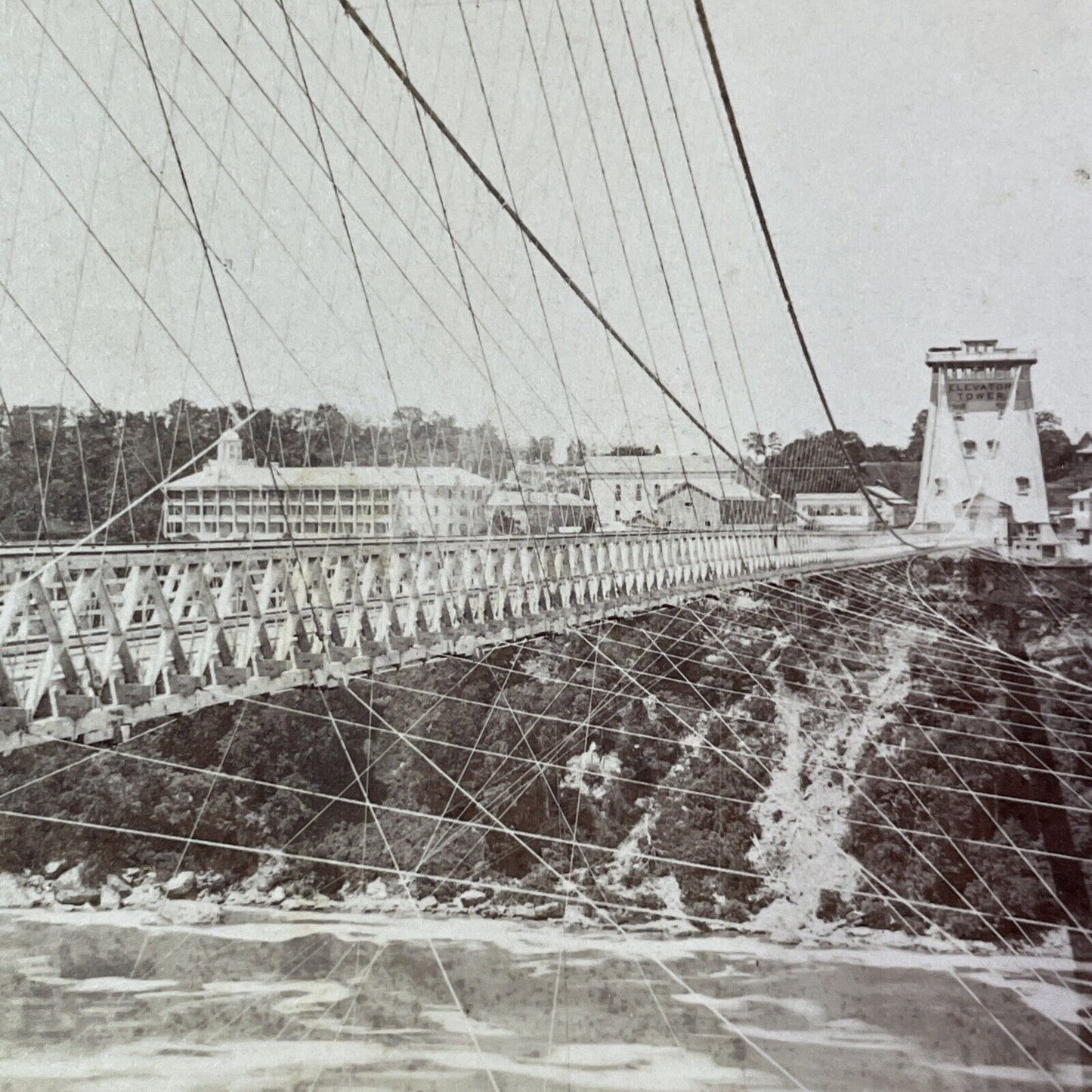 Canada Southern Railroad Suspension Bridge Stereoview George Barker c1870s Y2534