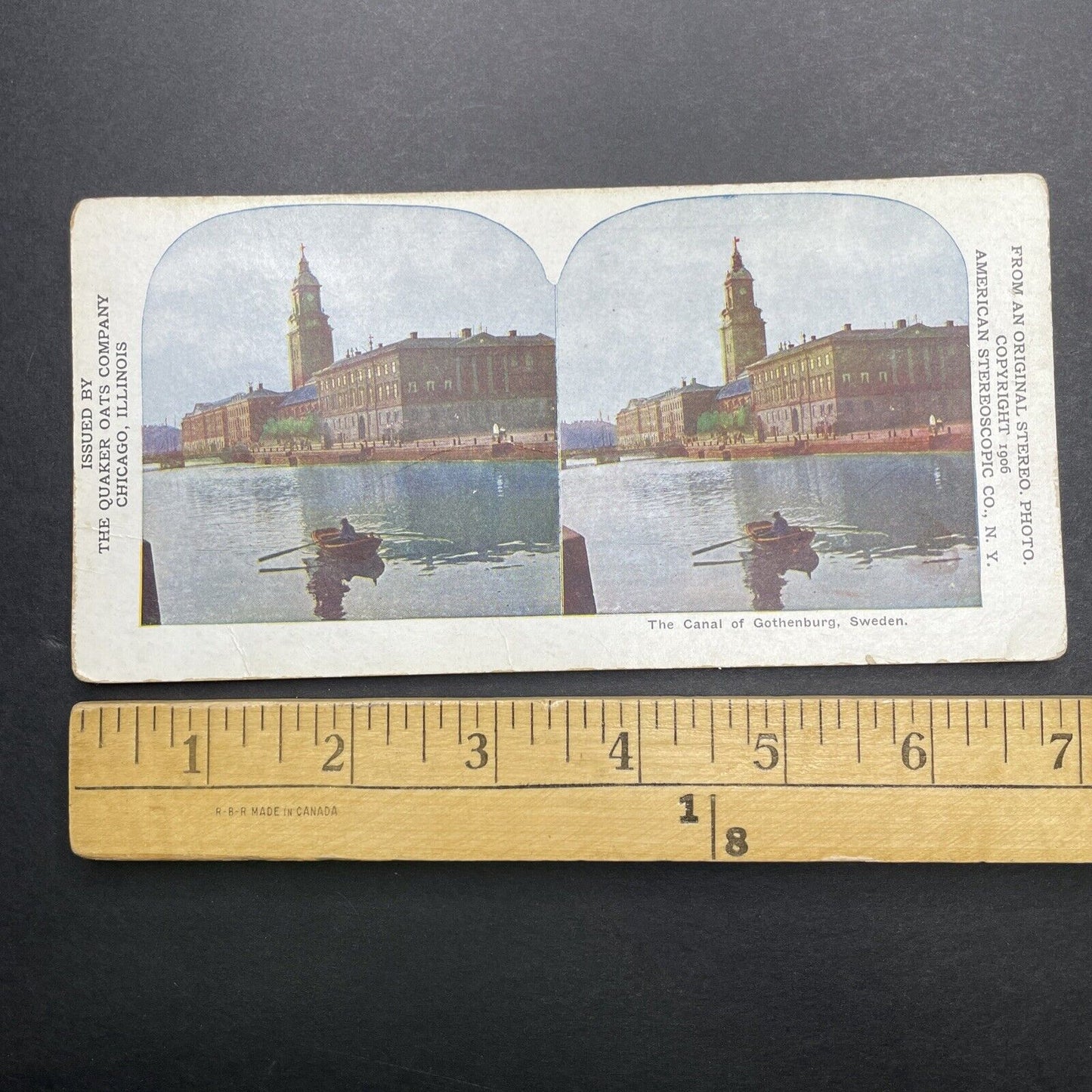 Antique 1906 Canal At Gothenburg Sweden Stereoview Photo Card P1147