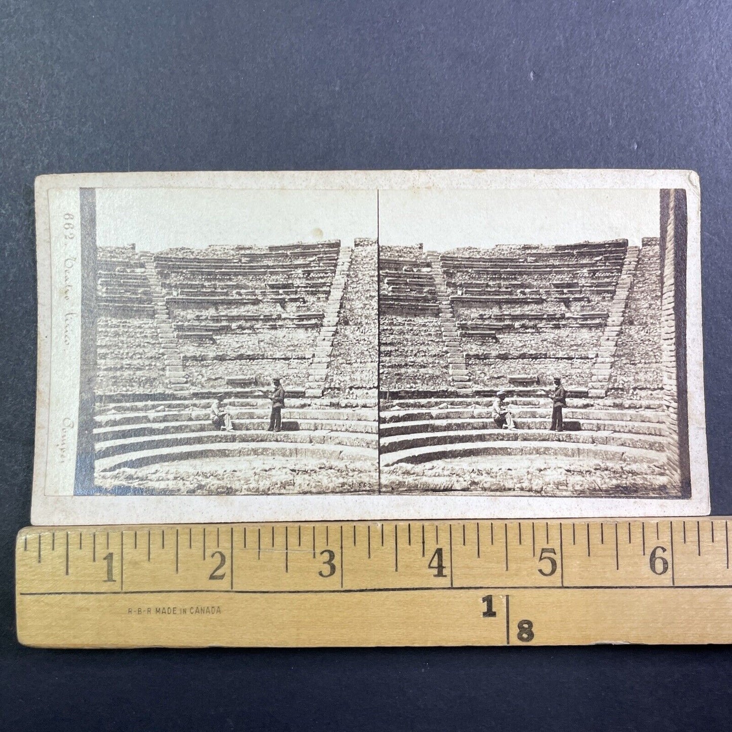 Amphitheatre of Pompeii Ruins Stereoview Michele Amodio Antique c1863 X3781