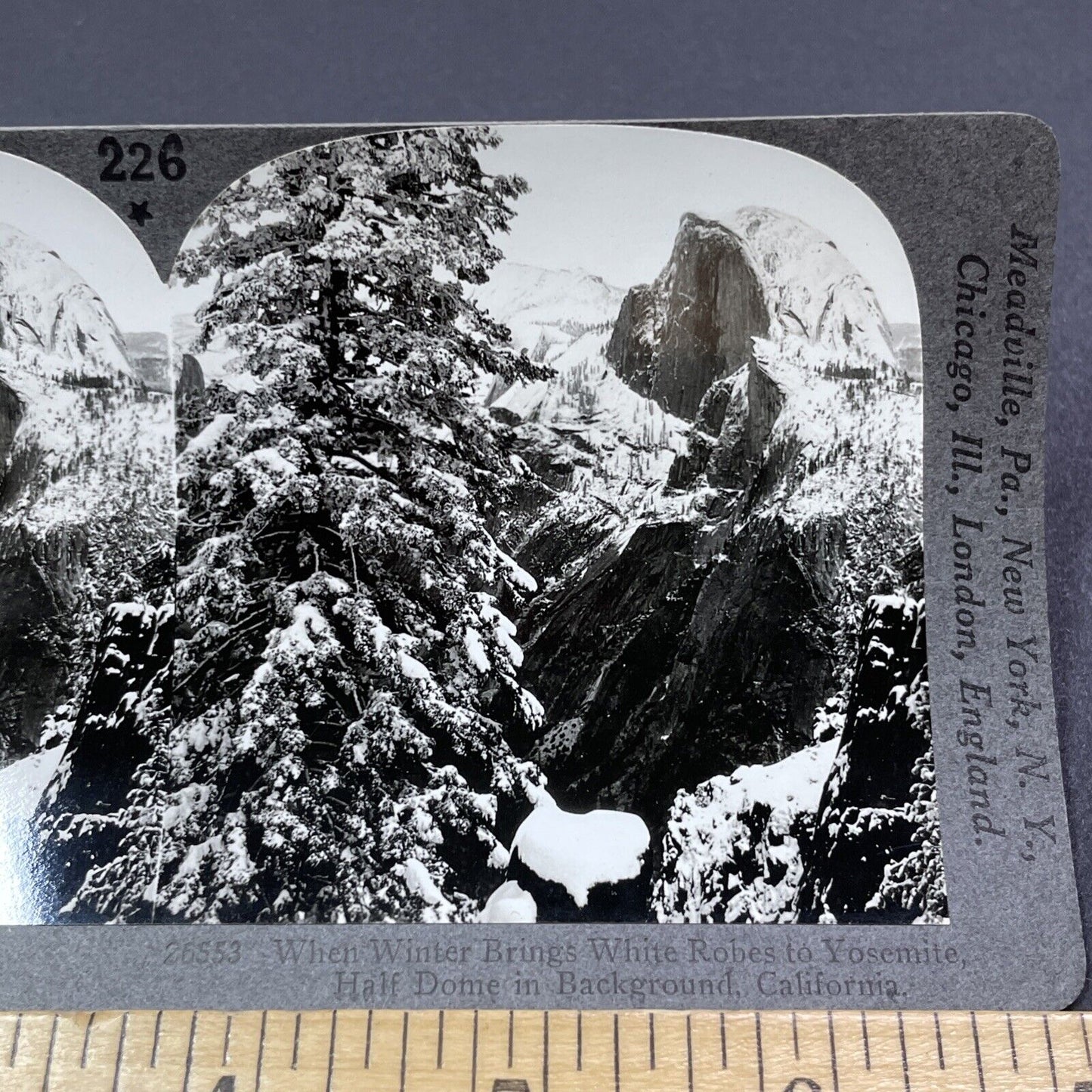 Antique 1910s Snowstorm In Yosemite Park California Stereoview Photo Card V2034