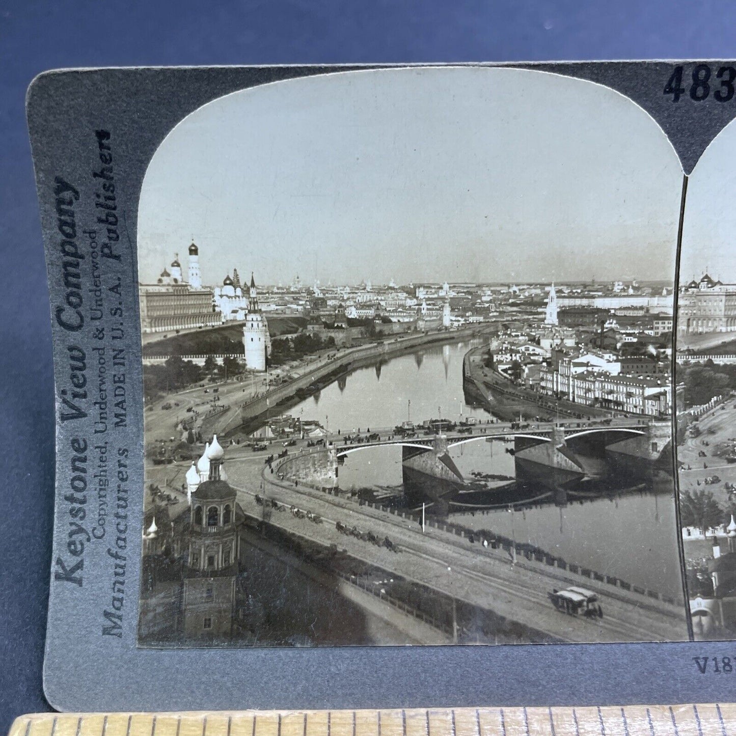 Antique 1910s Downtown Moscow Russia Stereoview Photo Card P1947