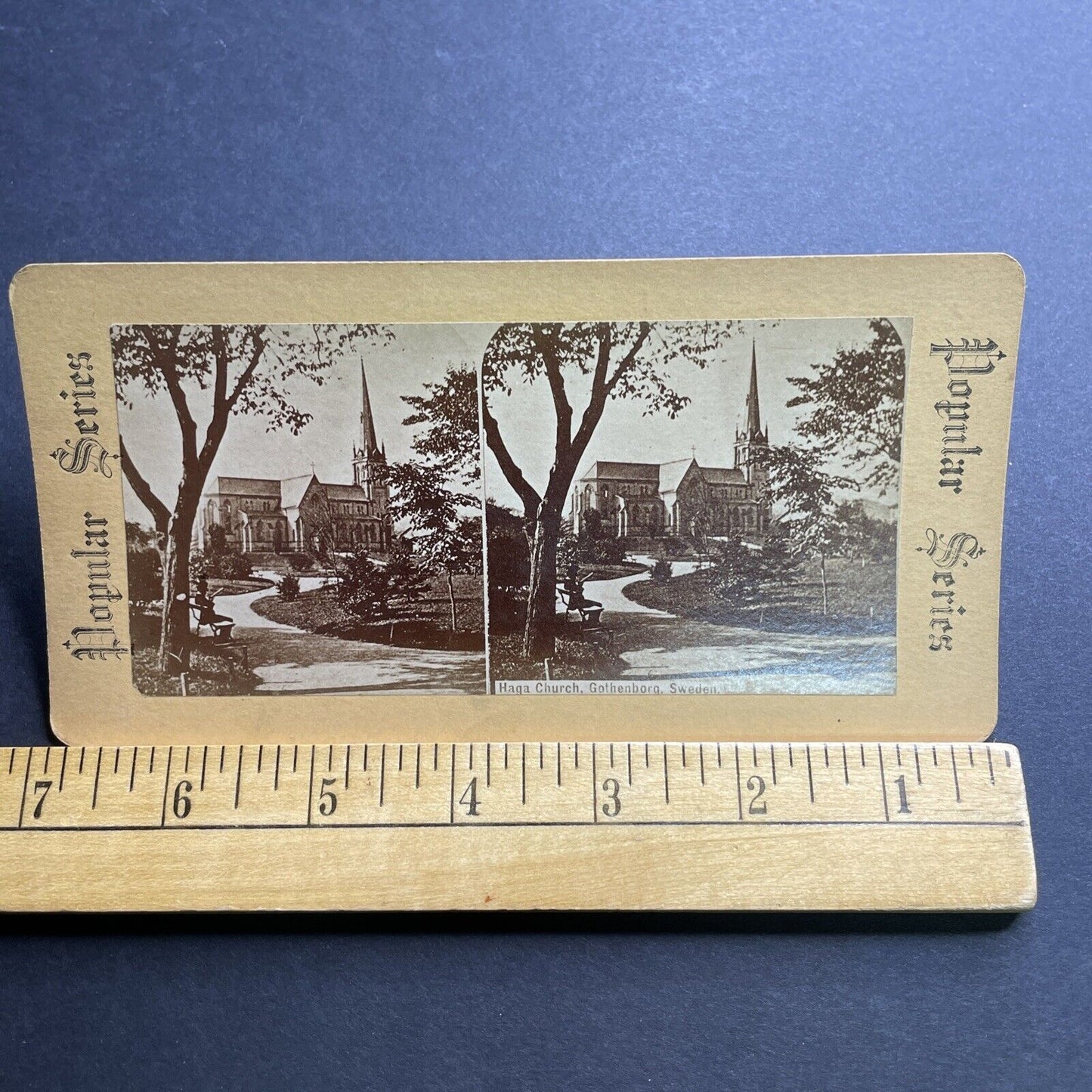 Antique 1860s Haga Church Gothernburg Sweden Stereoview Photo Card P2098