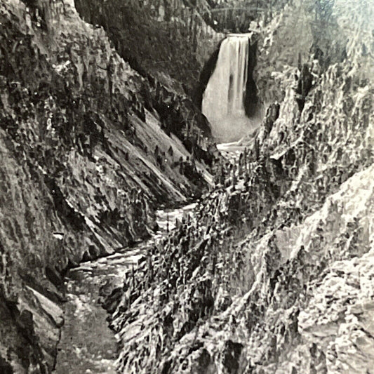 Antique 1918 Huge Waterfall Grand Canyon Yellowstone Stereoview Photo Card P1411