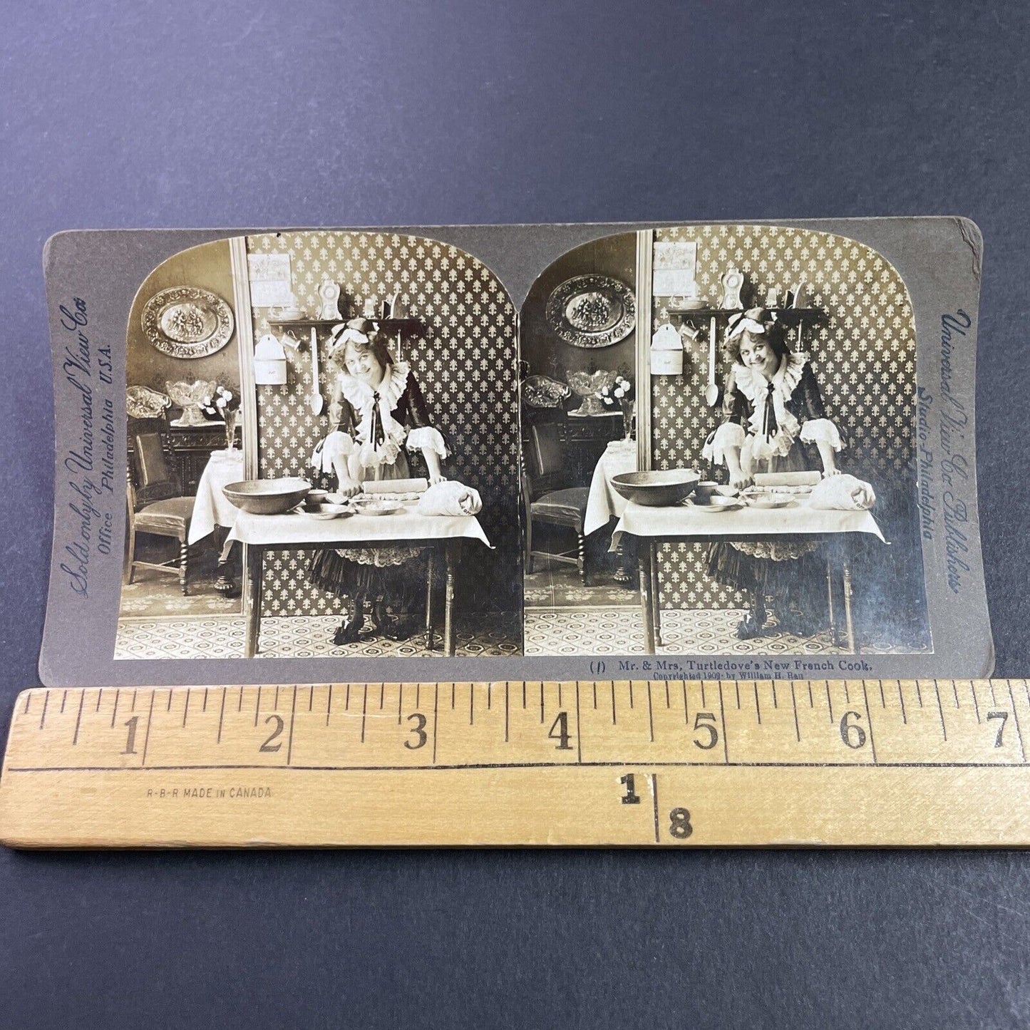 Antique 1902 Flirty French Cook Makes Bread Stereoview Photo Card P3465
