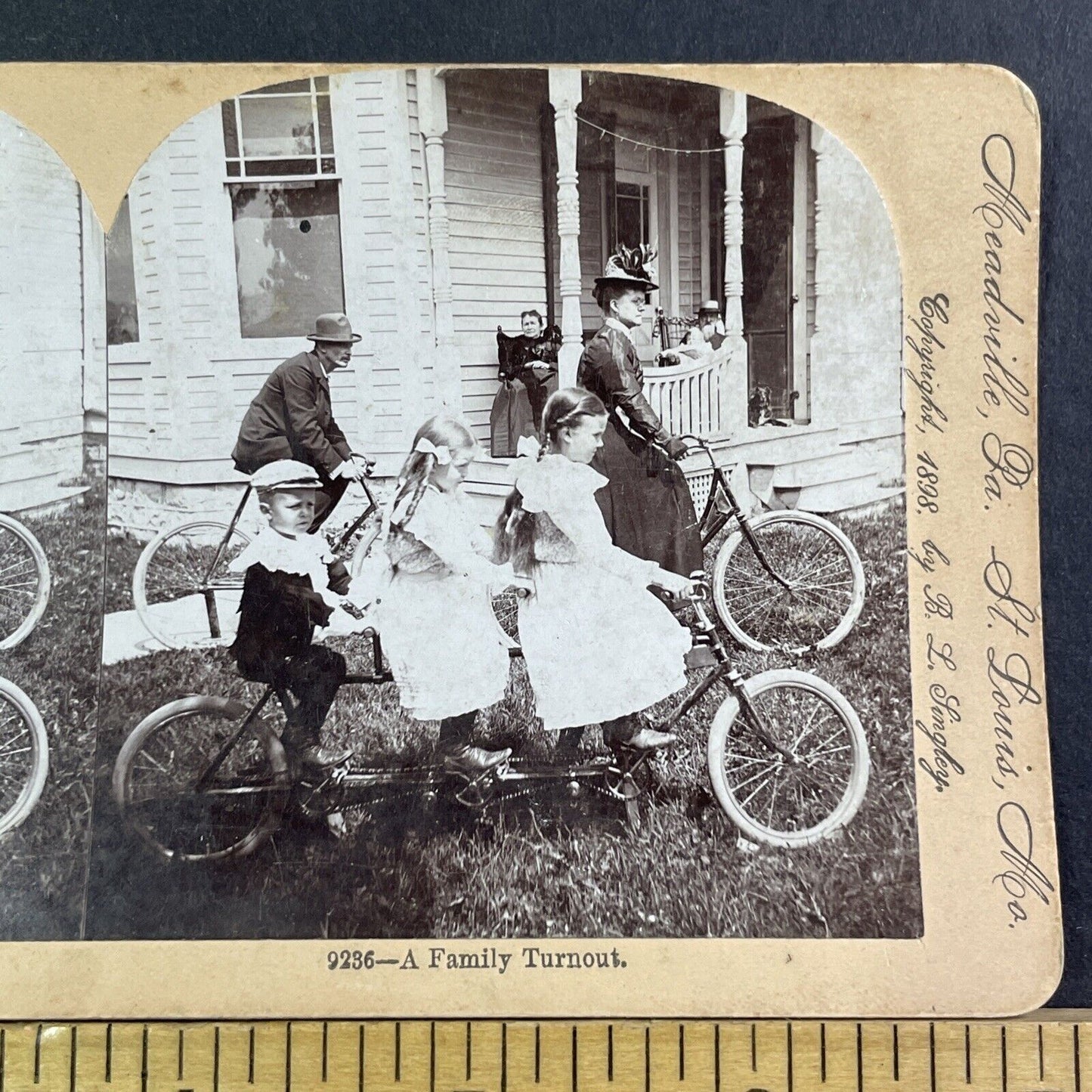 Tandem & Three Seater Victorian Bicycles Stereoview Bicycle Antique c1898 X1895