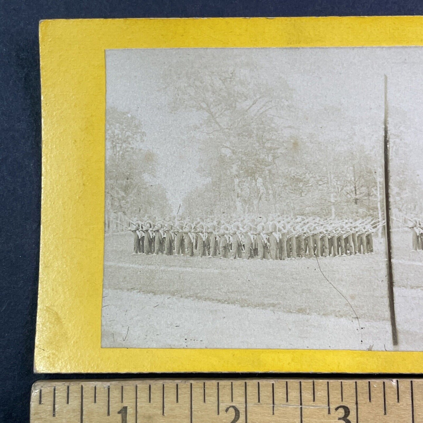 Civil War Union Army Infantry Square Formation Stereoview Antique c1865 X3564