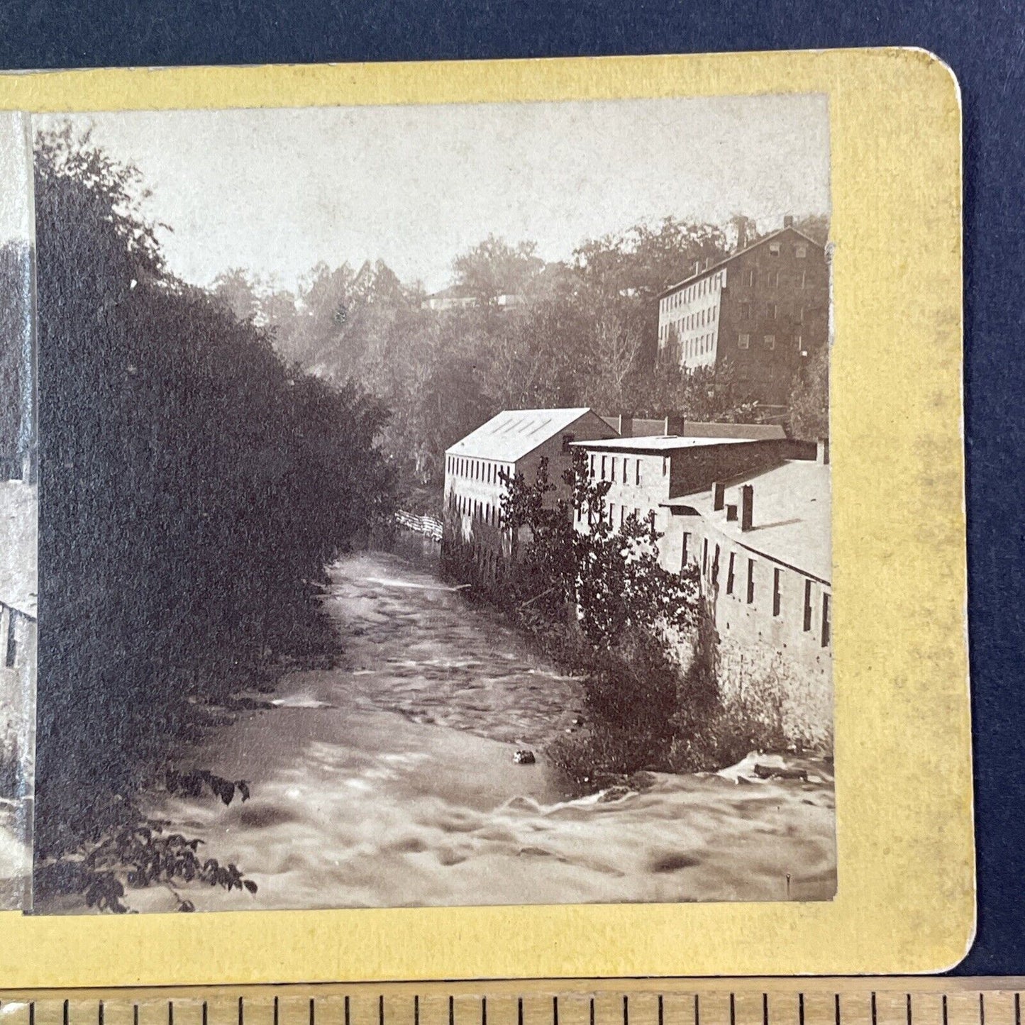 Poestenkill Creek Troy New York Stereoview River Mills Antique c1872 X1918