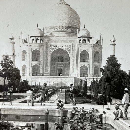 Antique 1910s The Taj Mahal In Agra India Stereoview Photo Card P3025