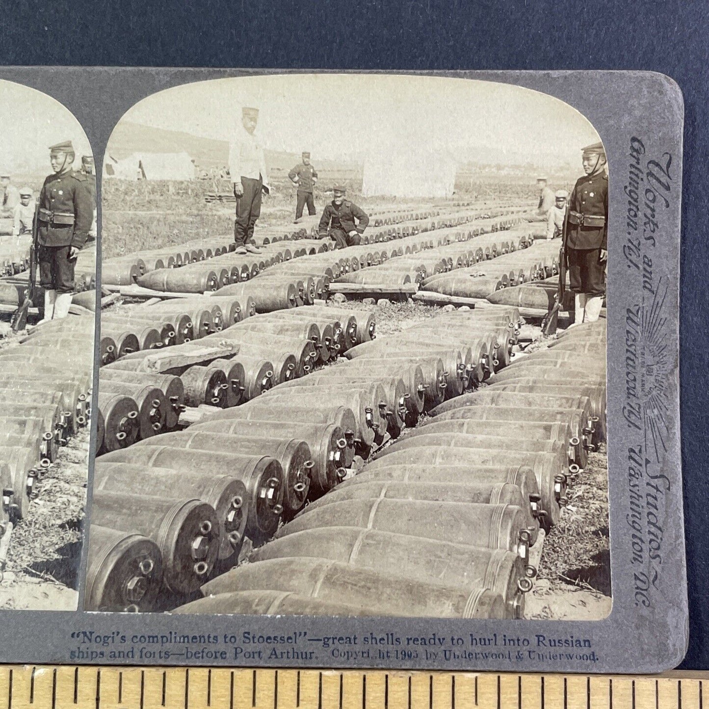 Japanese Artillery Shells Stereoview Russo-Sino War Antique c1905 X3881