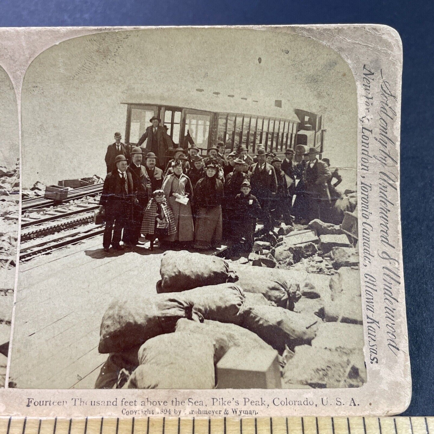 Antique 1894 Pikes Peak Railroad Train Colorado Stereoview Photo Card P3950