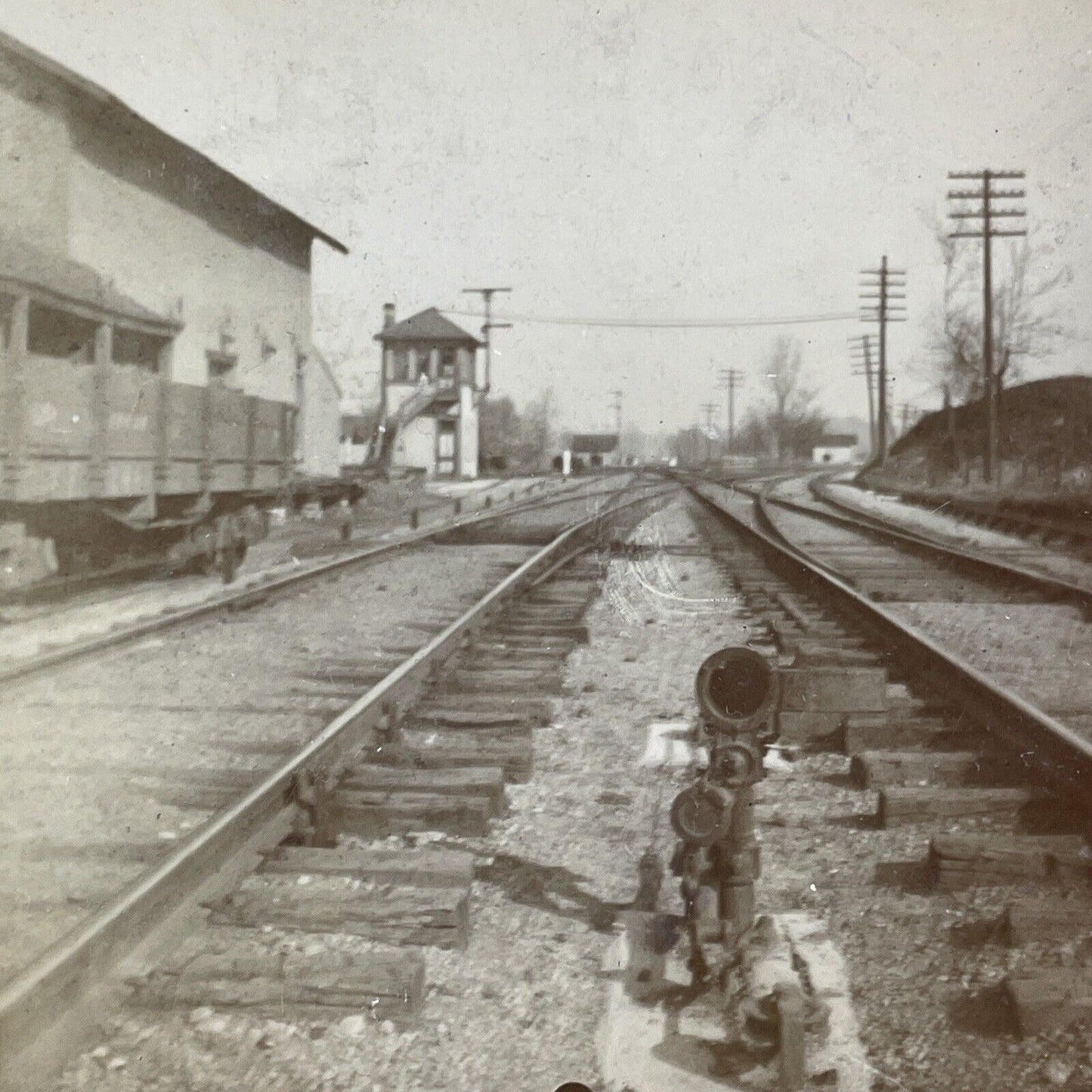 Brush Lake Ohio Depot Stereoview Pennsylvania Railroad Antique c1908 X1501