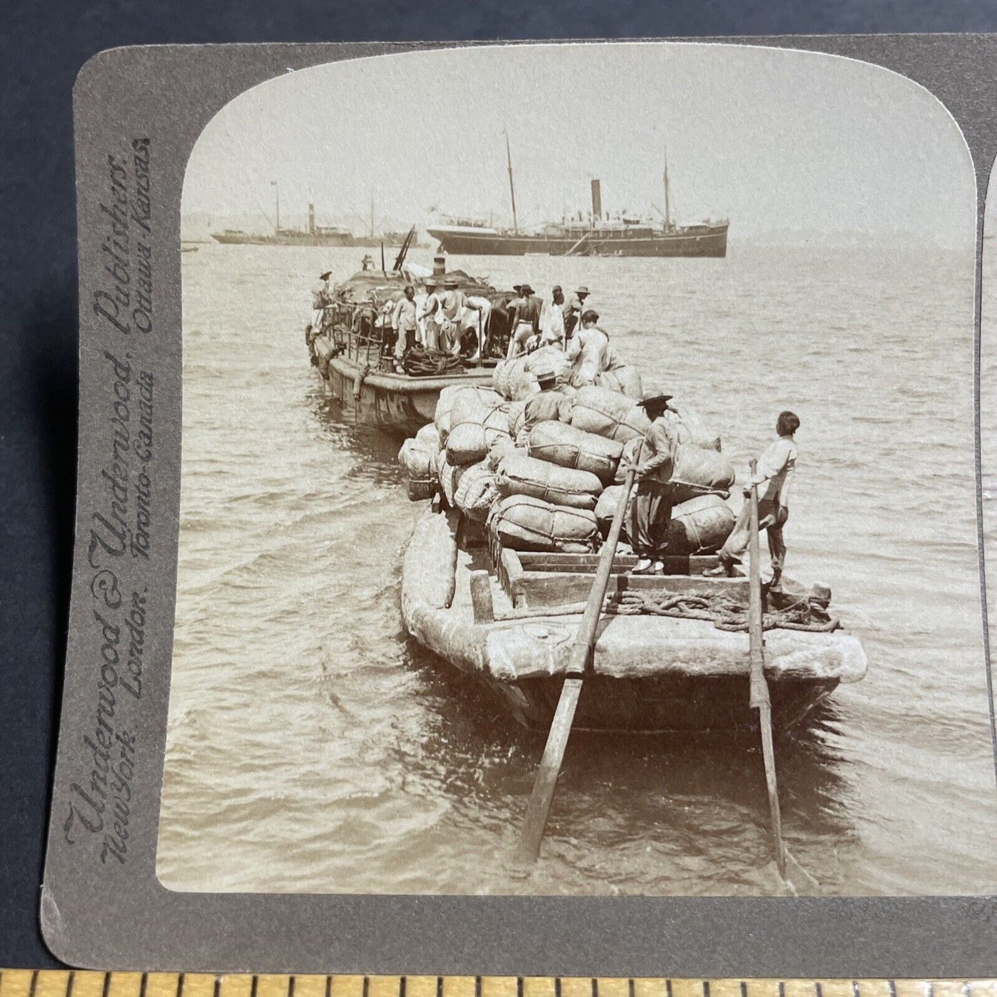 Antique 1904 Russian Army Supply Boats In China Stereoview Photo Card P380-04