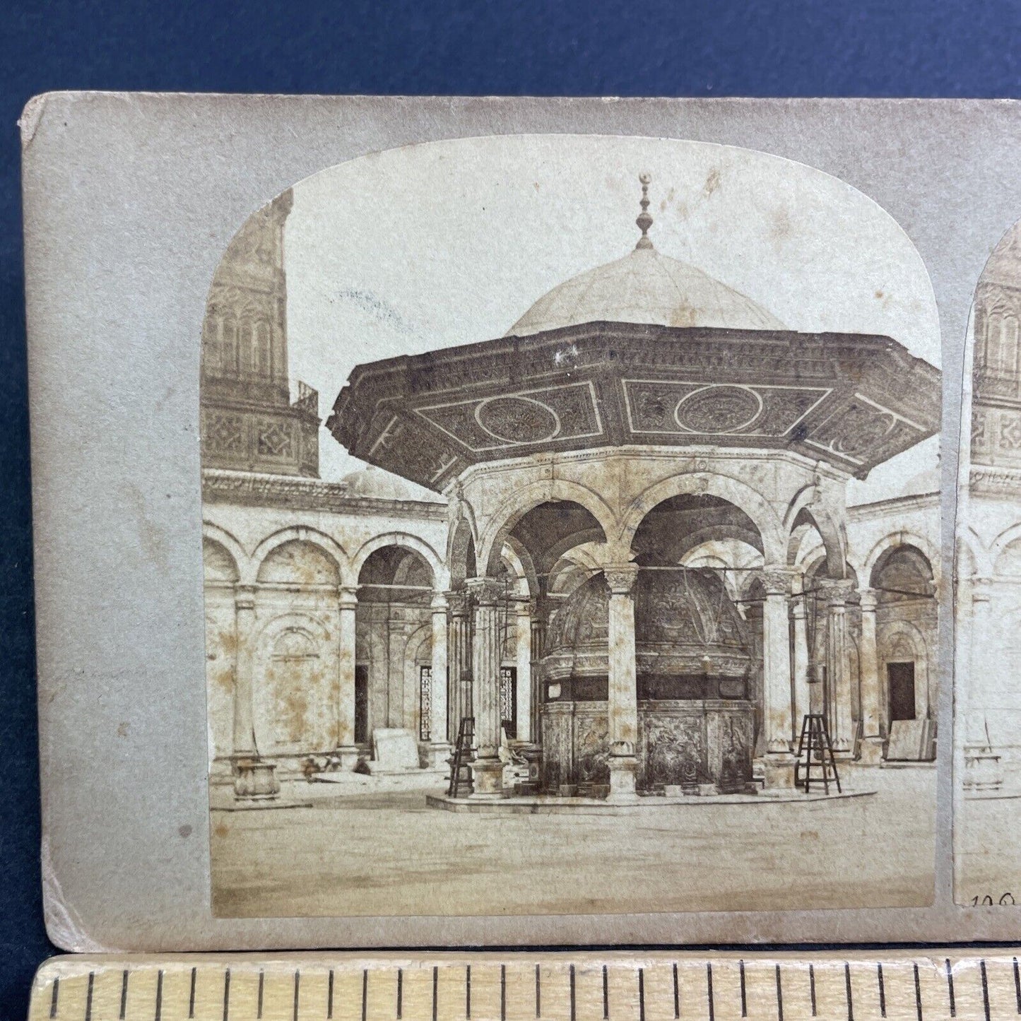 Antique 1870s Sacred Prayer Mosque In Cairo Egypt Stereoview Photo Card V504