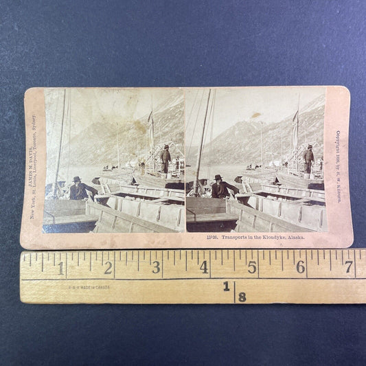 The Klondike Gold Rush Supply Boats Alaska Stereoview Antique c1898 Y1376