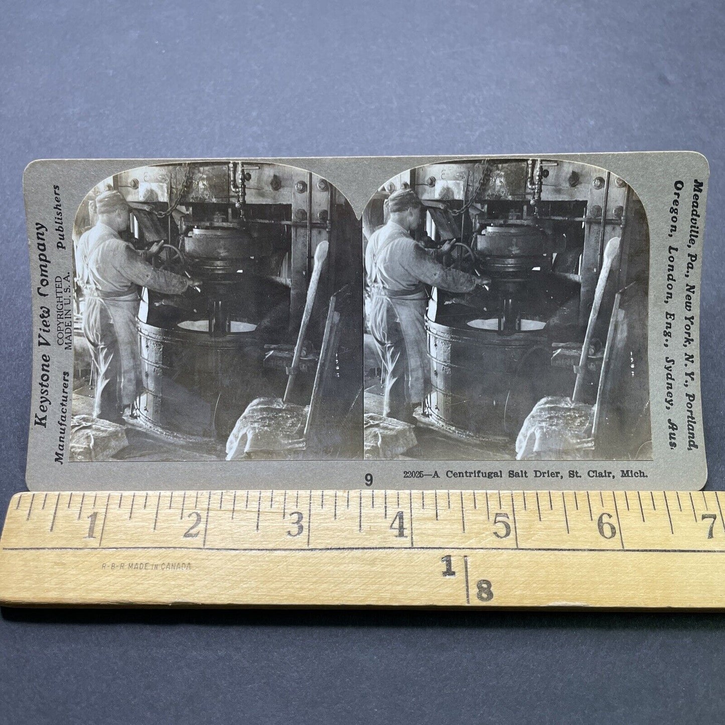 Antique 1910 Early Salt Centrifuge St. Clair Michigan Stereoview Photo Card 2468