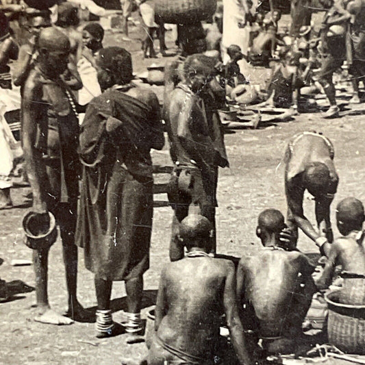 Antique 1920s Swahili Tribal Tribe Nyanza Kenya Stereoview Photo Card P4973