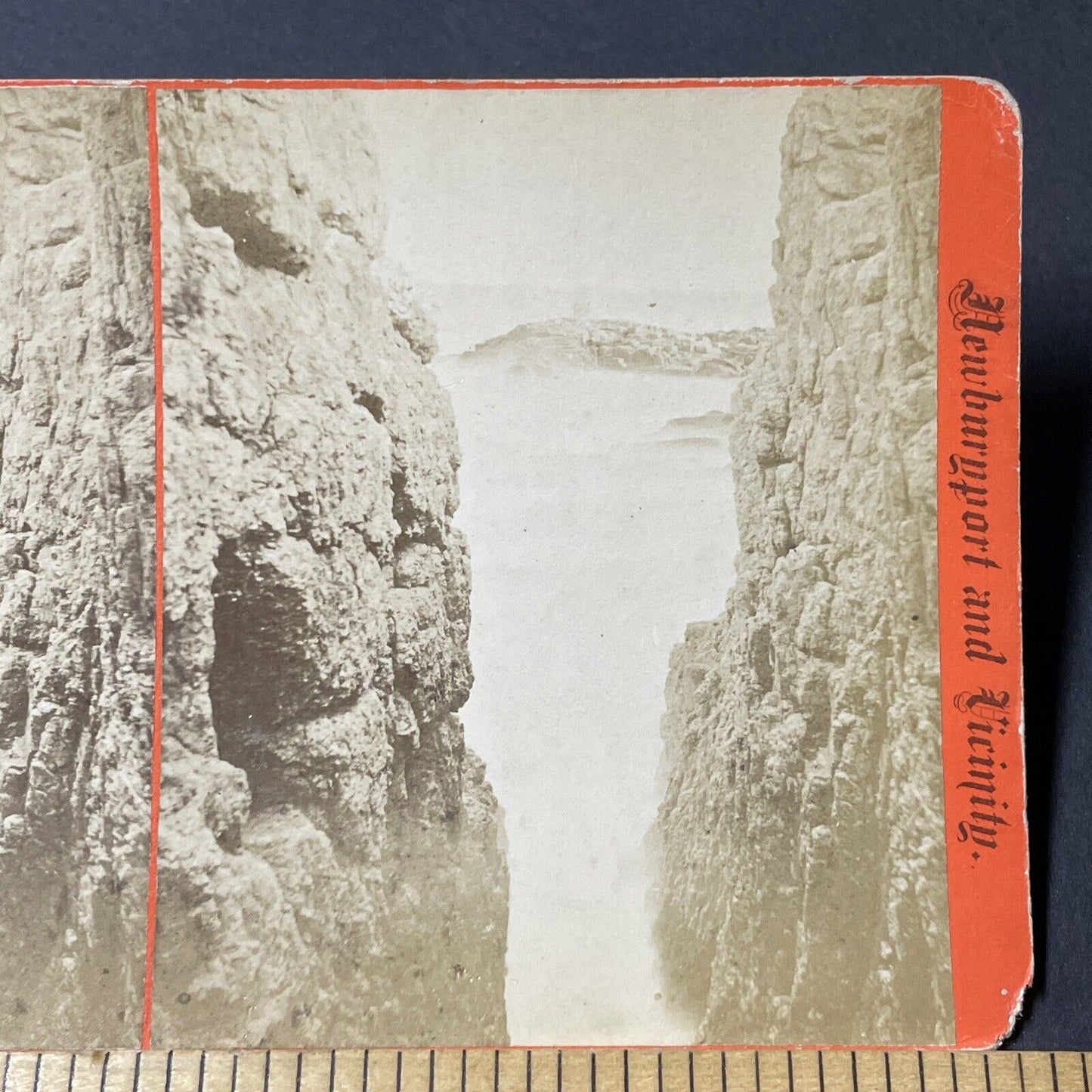 Antique 1860s Ocean Cliffs Near Newburyport MA Stereoview Photo Card V1835