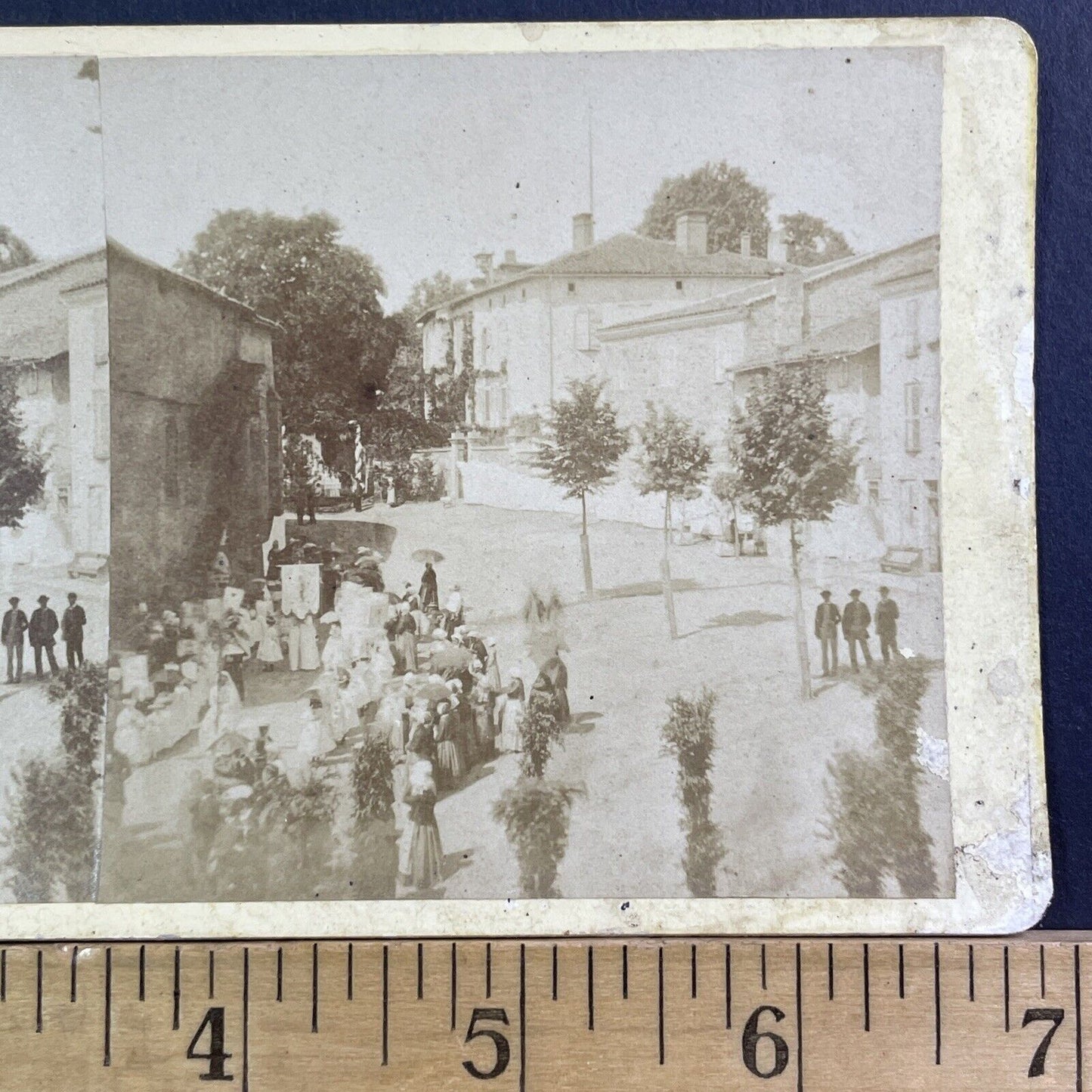 Funeral Procession For Maxence de Grassin Stereoview Antique c1876 X2481