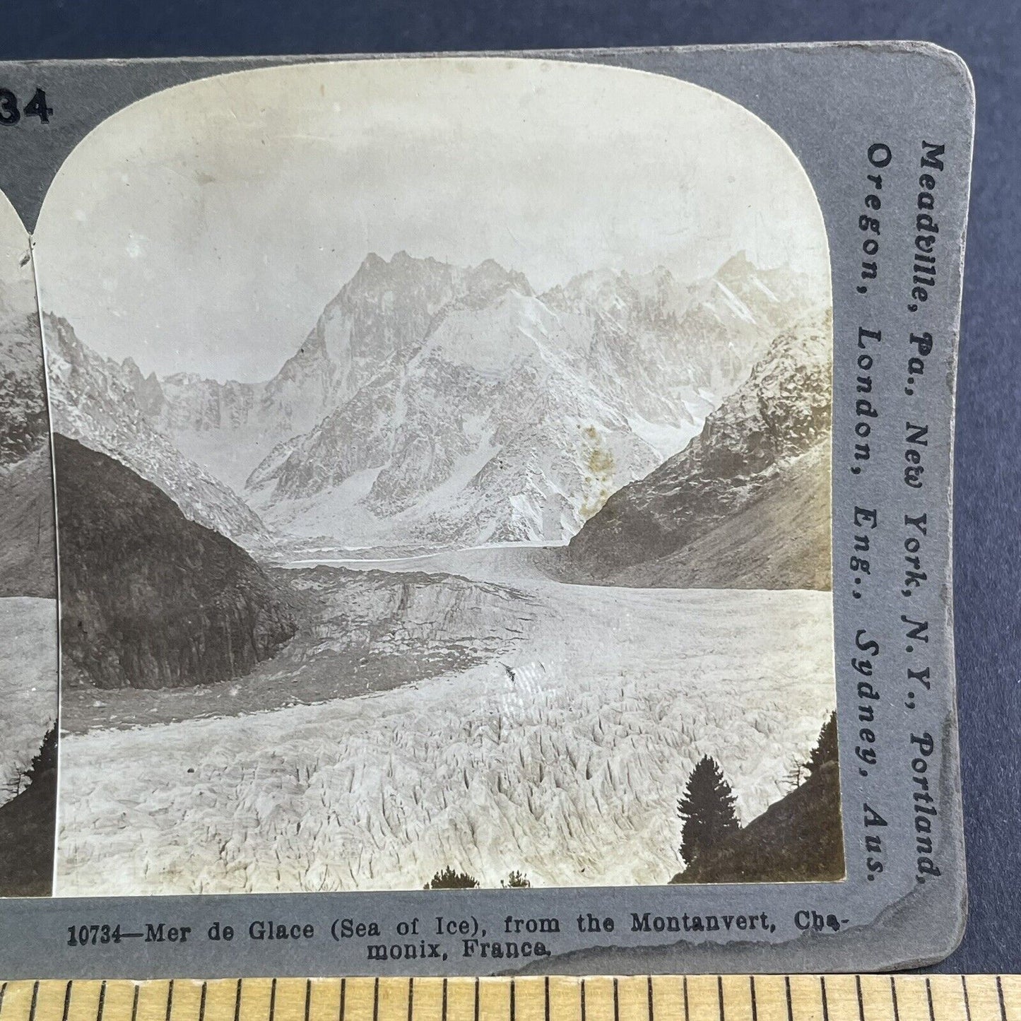 Antique 1900 Chamonix Glacier Mer De Glace France Stereoview Photo Card P2230