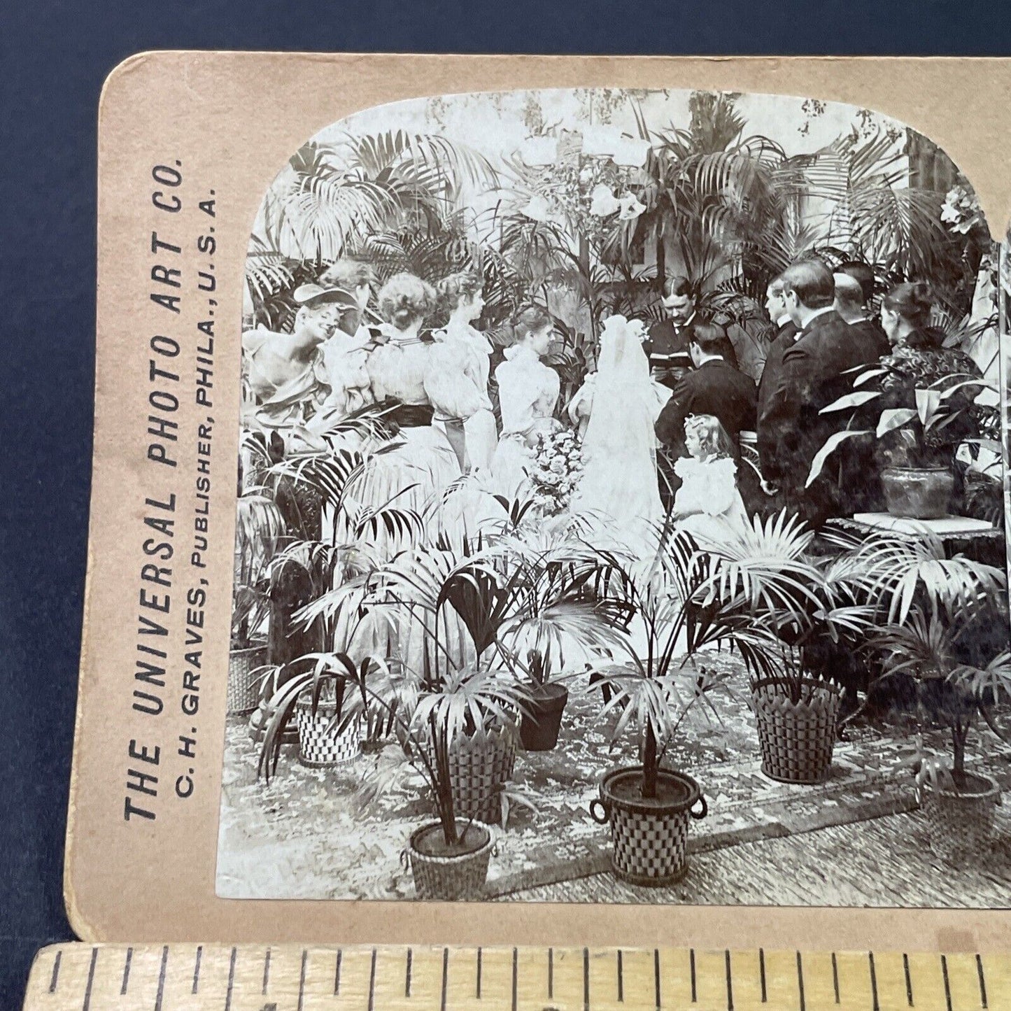 Antique 1897 Victorian Couple Say Their Vows Stereoview Photo Card P3377