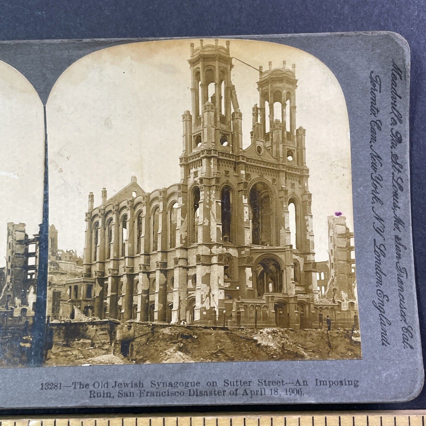 Burned Out Jewish Synagogue Stereoview San Francisco Antique c1906 Y494