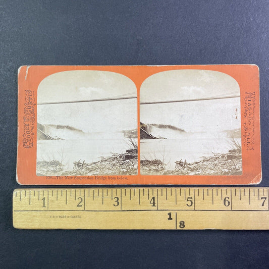 Niagara Falls from Bottom of Gorge Stereoview George Curtis Antique c1870s Y2767