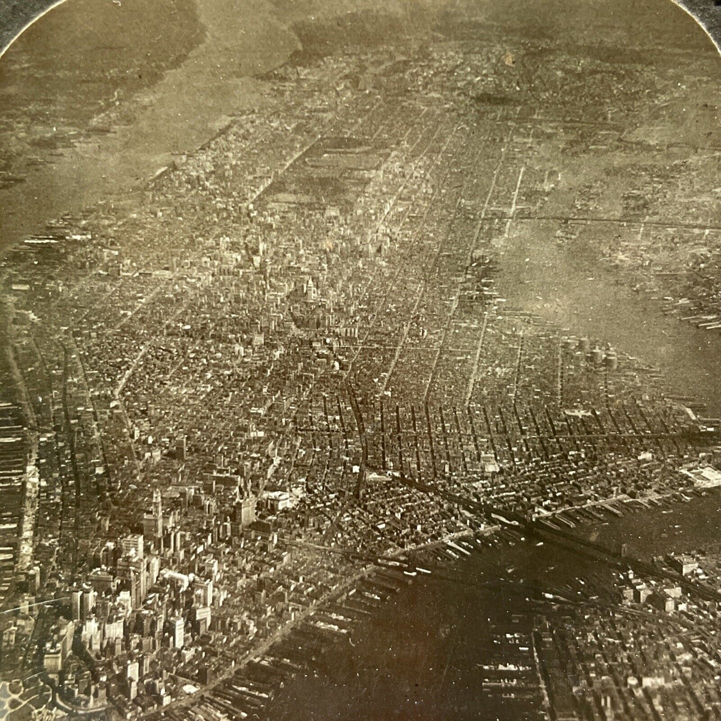 Antique 1920s Manhattan New York City Aerial View Stereoview Photo Card V3588