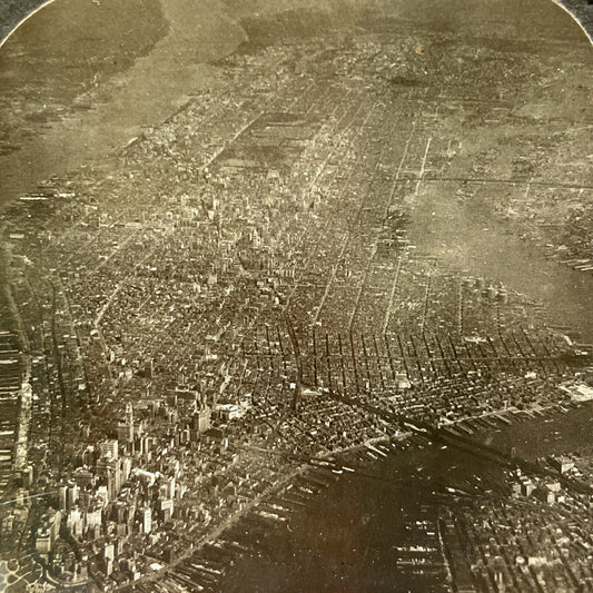 Antique 1920s Manhattan New York City Aerial View Stereoview Photo Card V3588