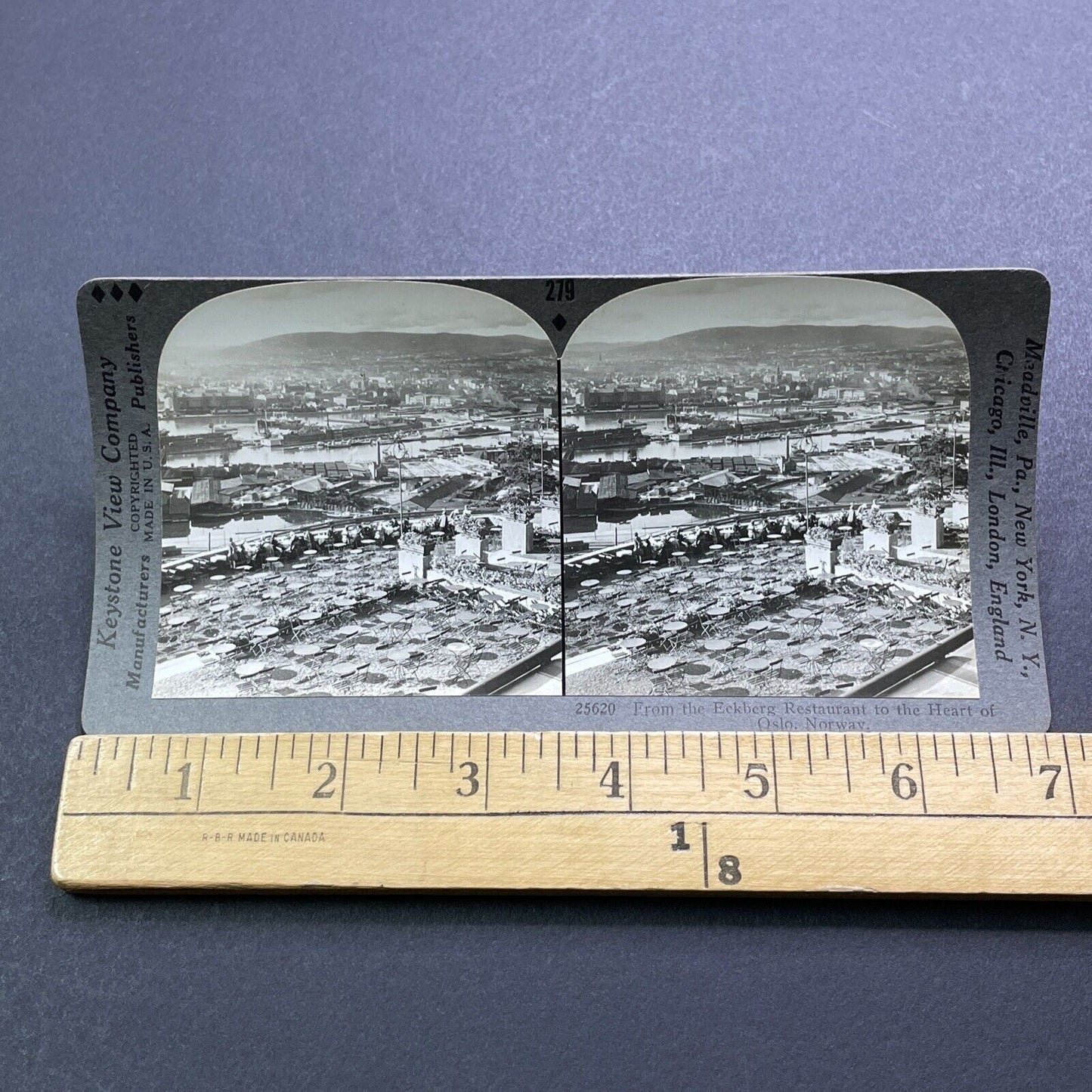 Antique 1920s Eckberg Restaurant Oslo Norway Stereoview Photo Card V2976