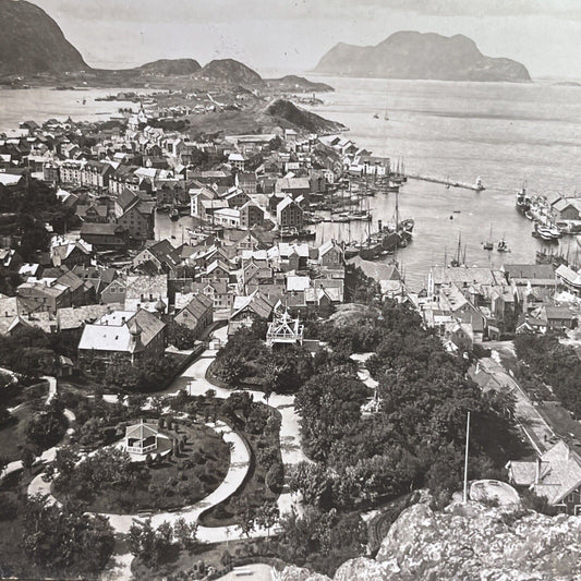 Antique 1902 Alesund Aalesund City Norway Stereoview Photo Card P1458