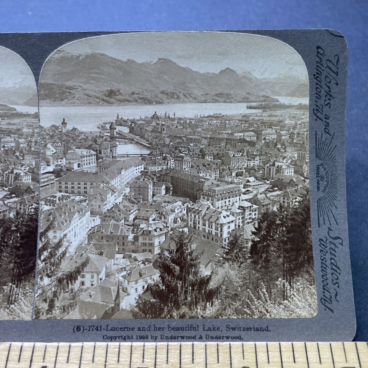 Antique 1902 Swiss City Of Lucerne Switzerland Stereoview Photo Card P2372