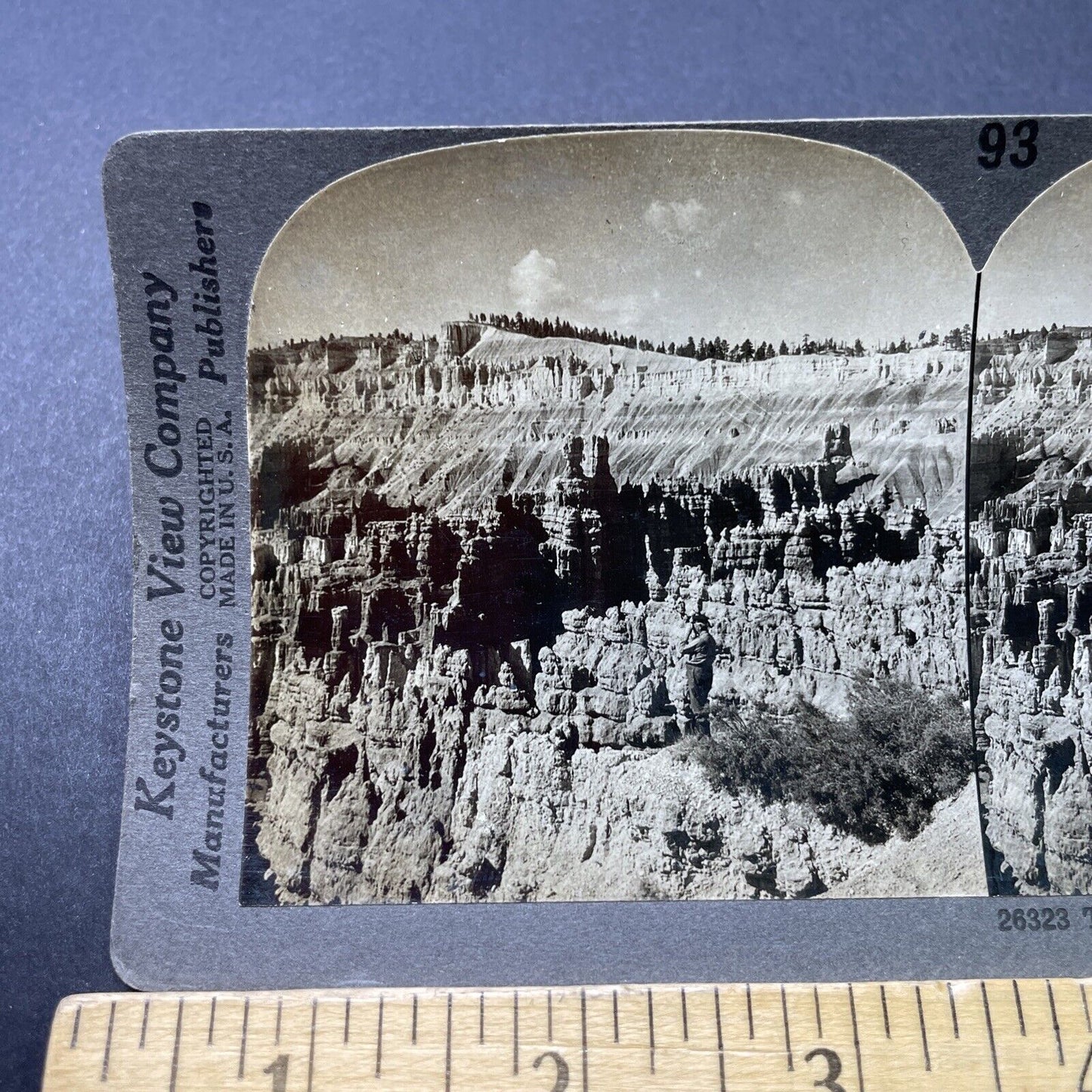 Antique 1910s Bryce Canyon Inspiration Point Utah Stereoview Photo Card P2764