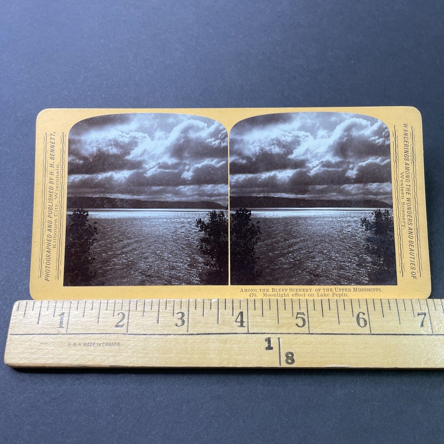 Antique 1880s Lake Pepin Wisconsin Upper River Stereoview Photo Card P3029