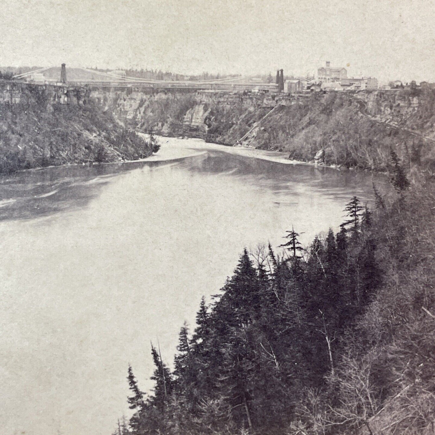 Niagara Gorge from Queenston Heights Stereoview Antique c1870s Y1871