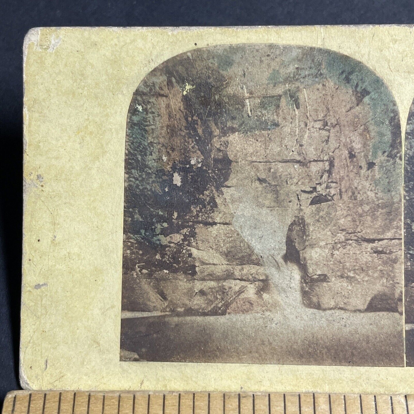 Antique 1850s Death At Bracklinn Bridge Couple Dies Stereoview Photo Card P4193