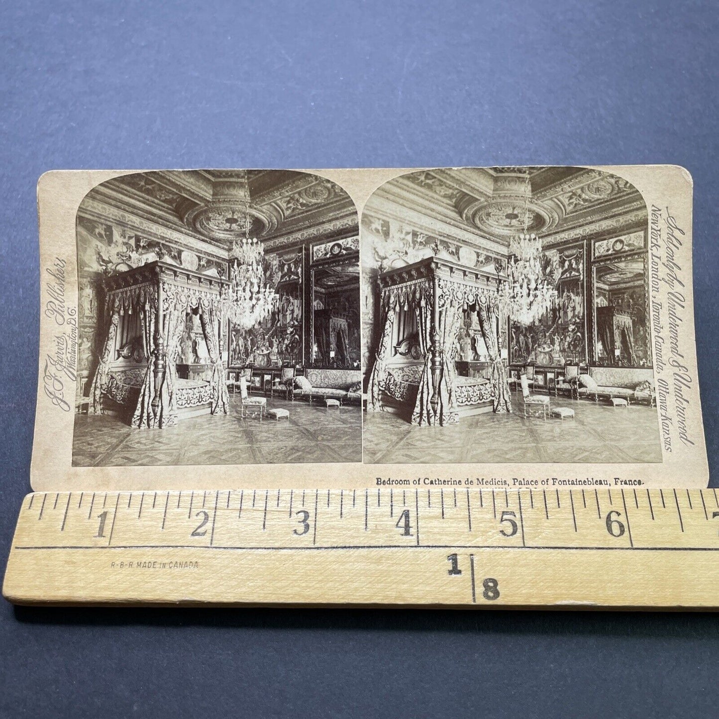 Antique 1894 Fontainebleau Palace Bedroom France Stereoview Photo Card P2383