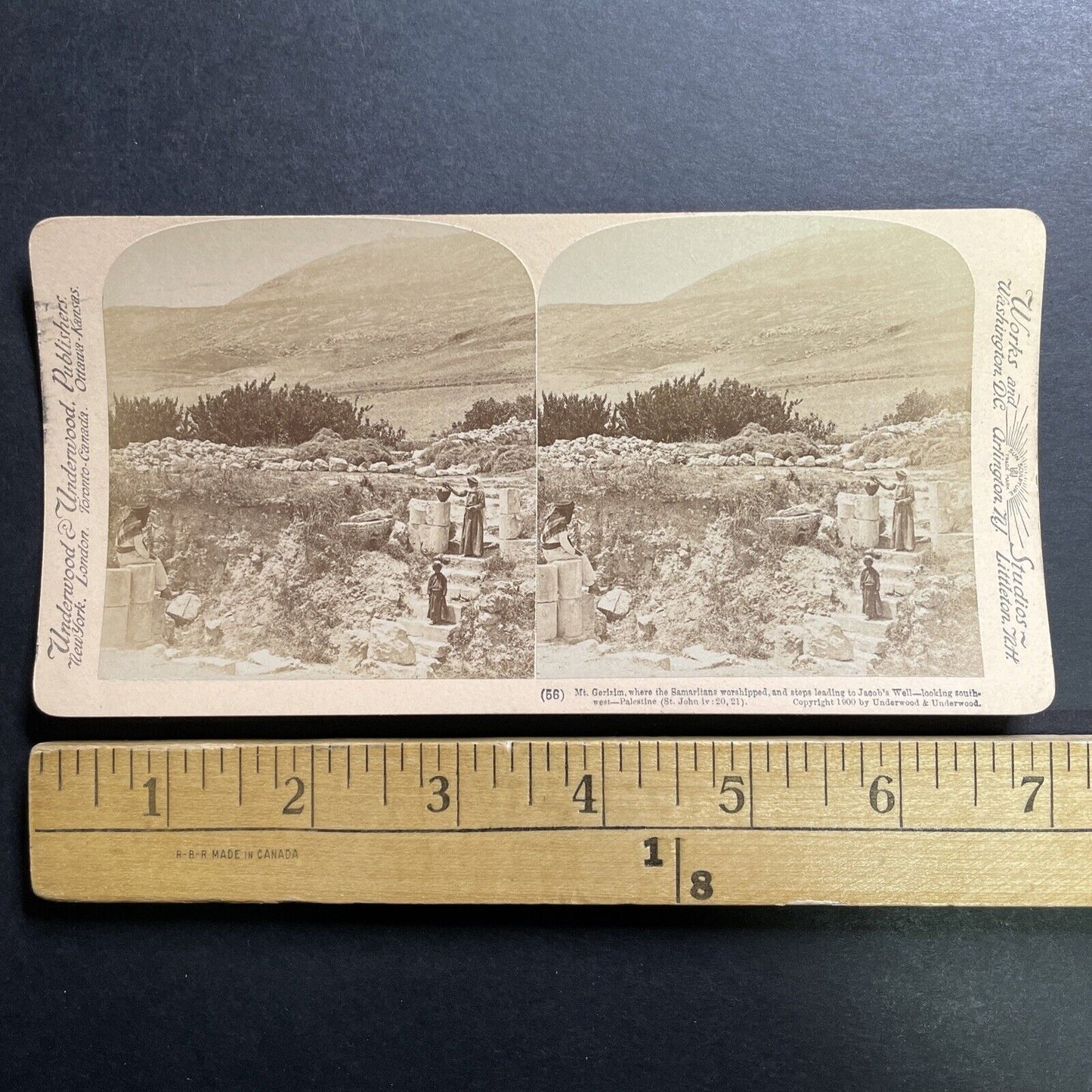 Antique 1900 The Steps To Jacob's Well Israel Stereoview Photo Card P1369