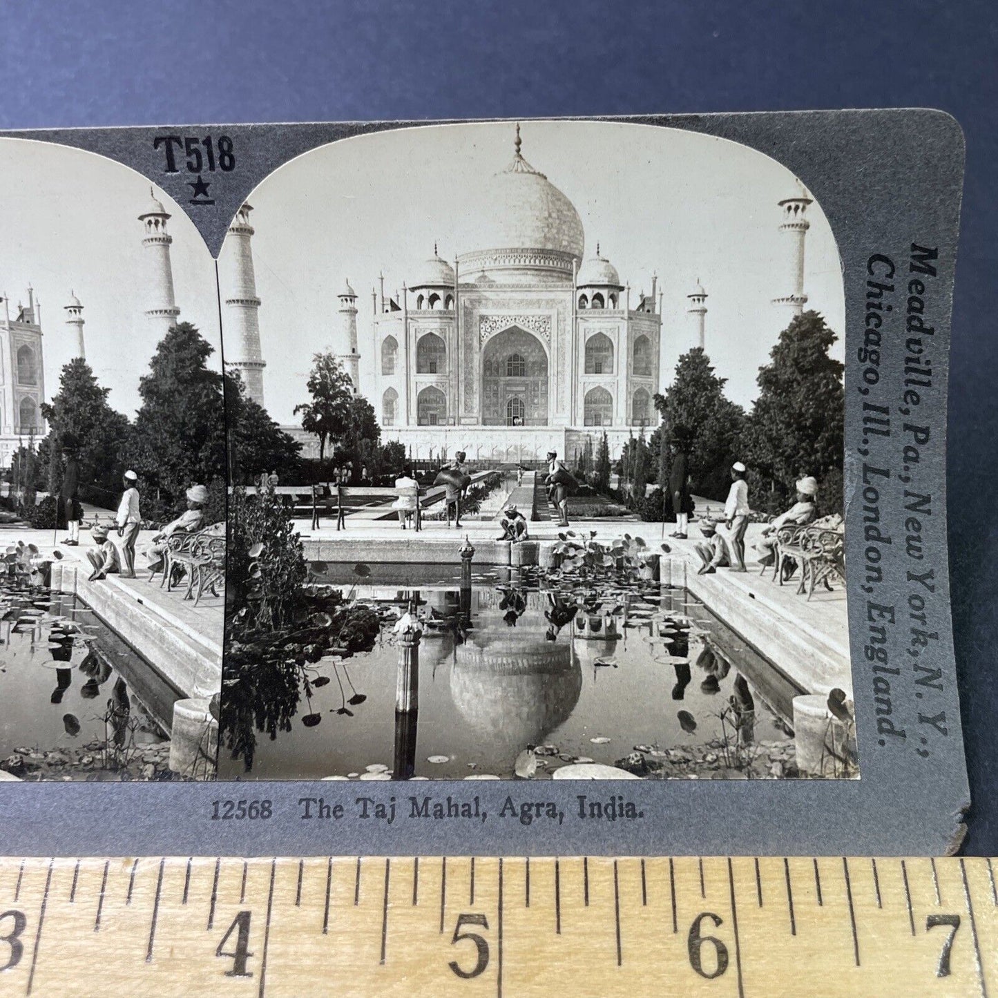 Antique 1910s The Taj Mahal In Agra India Stereoview Photo Card P3025