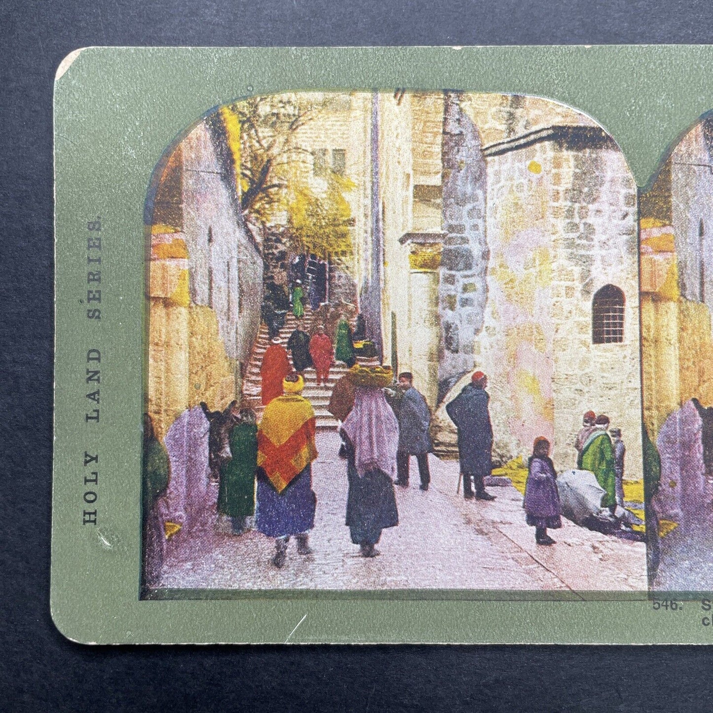 Antique 1904 Downtown Jerusalem Street Stereoview Photo Card P580-102