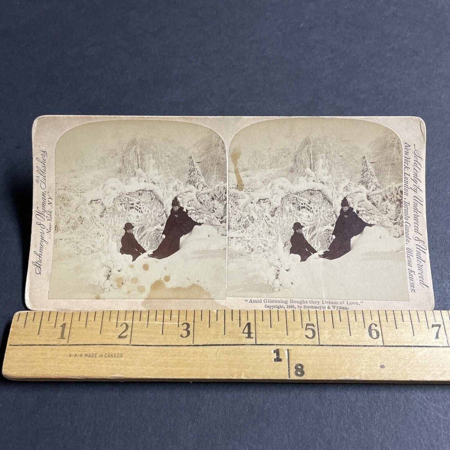 Antique 1895 Man Stuck In Deep Snow New York Stereoview Photo Card P4351