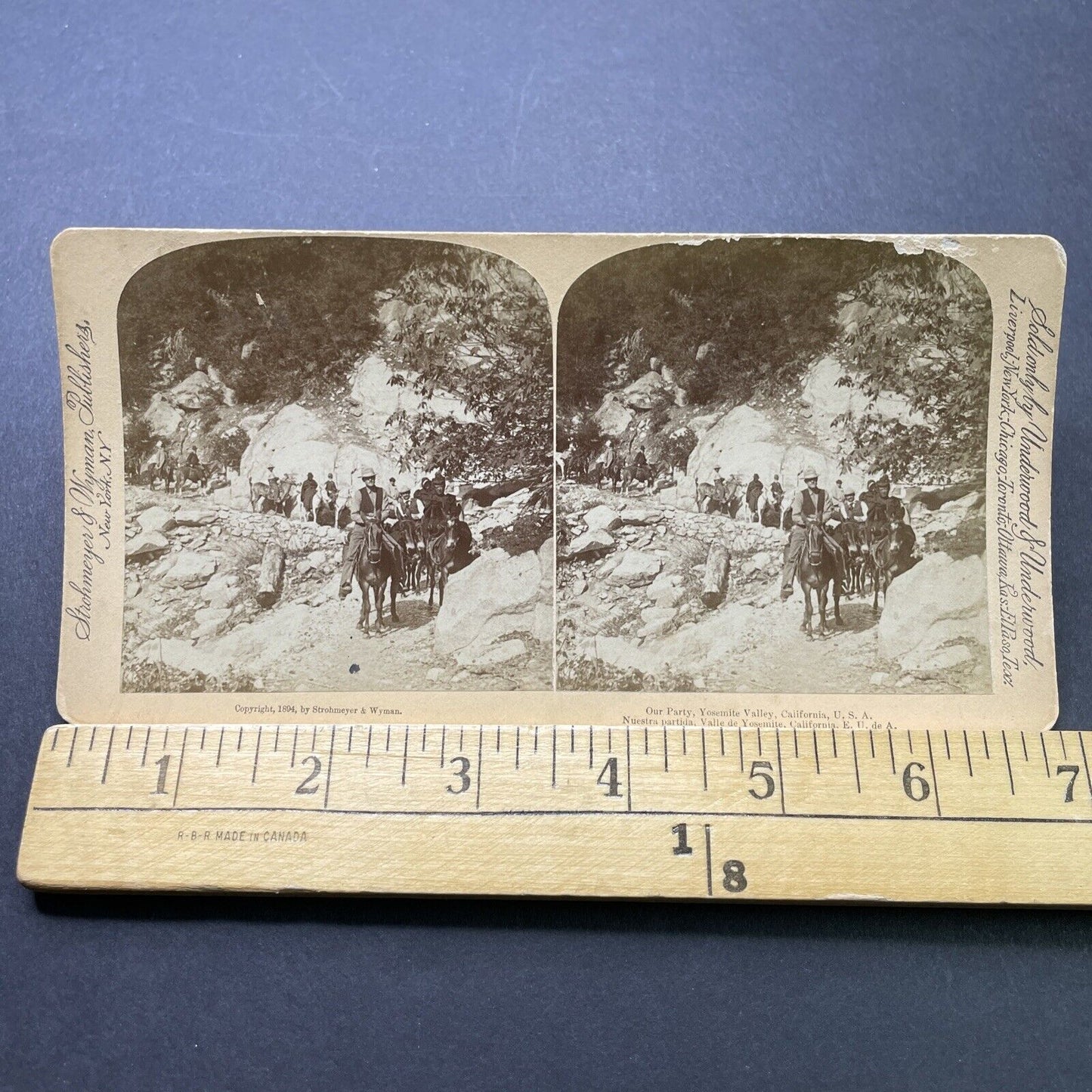 Antique 1894 Tourists On Horseback Yosemite Park CA Stereoview Photo Card P2359