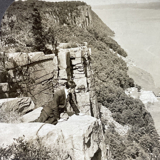 Antique 1920s The Palisades Cliff New Jersey Stereoview Photo Card P3673