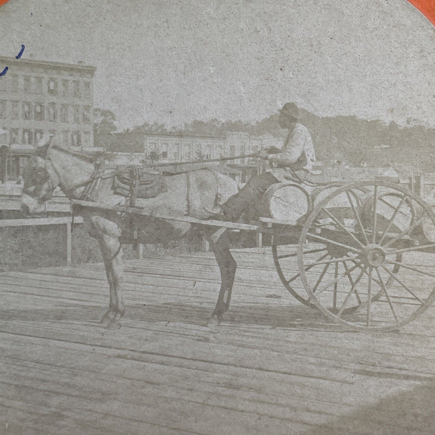 Horse And Buggy Hauls Rum Barrels New Orleans LA Stereoview Antique c1865 X1620