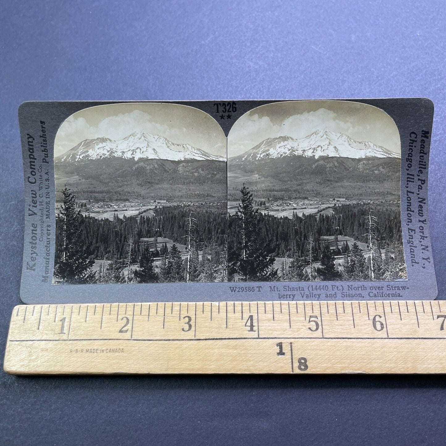 Antique 1910s Mt Shasta Mountain California Stereoview Photo Card V3587