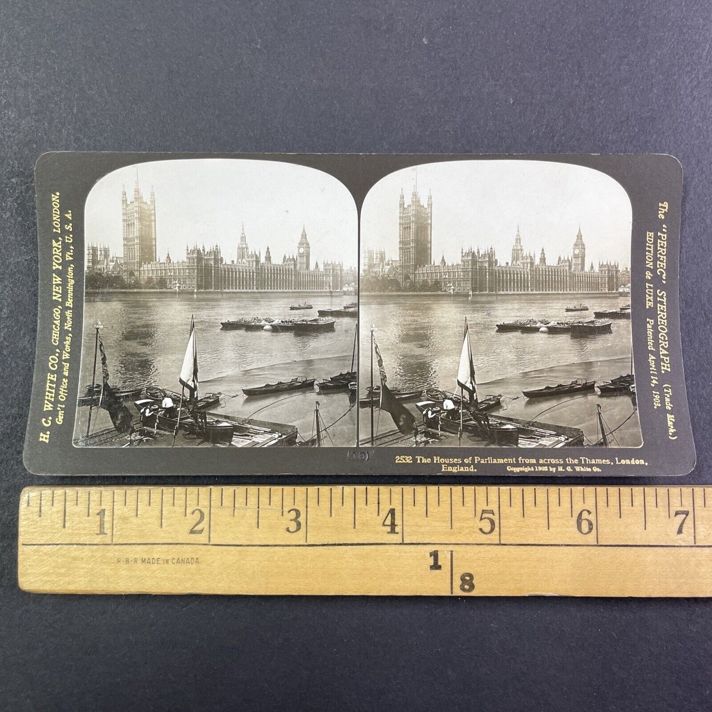 House of Parliament Thames River London Stereoview Antique c1902 Y2196