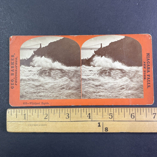 Whirlpool Rapids Niagara Stereoview George Barker Antique c1870 Y2455 *CREASE*