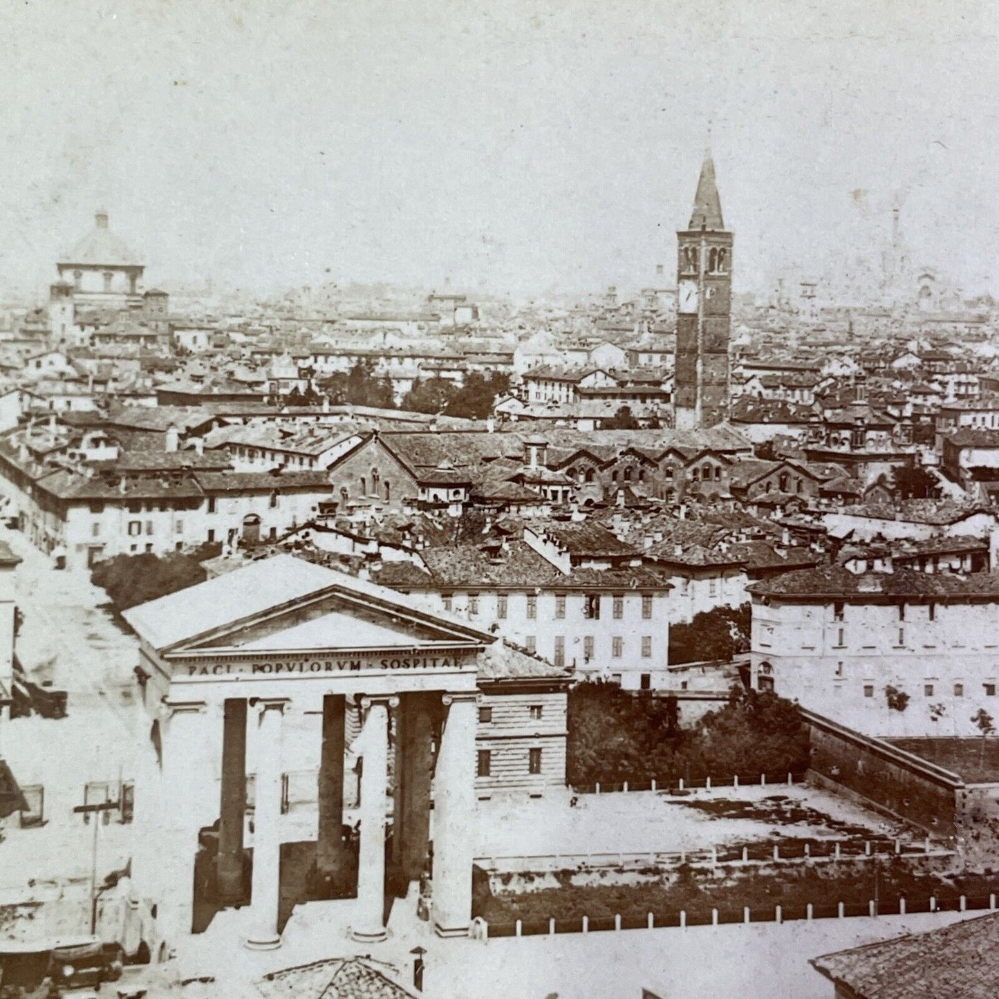 Milan Italy City Panorama Stereoview Giacomo Brogi c1865 Y1414