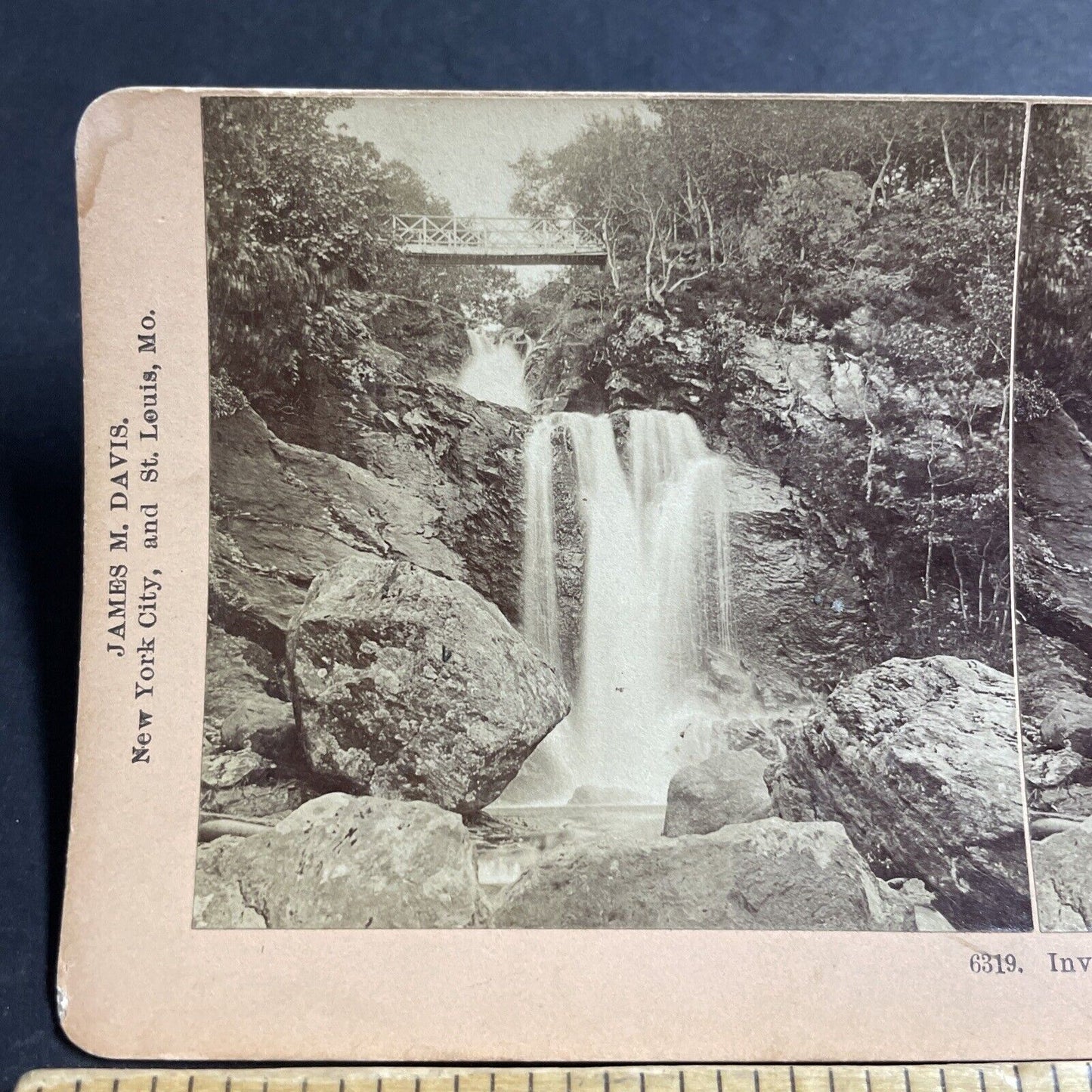 Antique 1891 Inversnaid Waterfall Scotland Stereoview Photo Card P5579