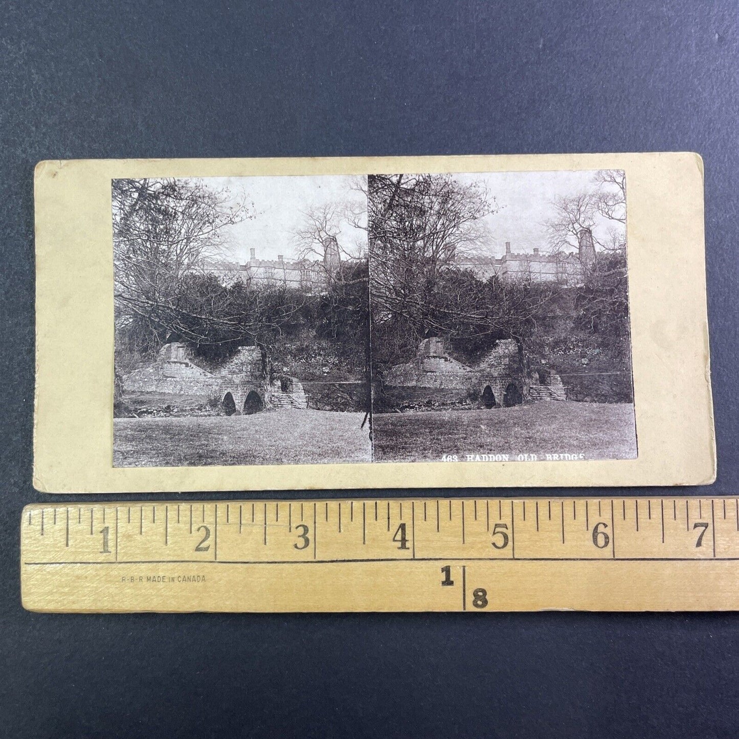 Old Bridge Haddon Hall Bakewell England Stereoview Antique c1870s Y969