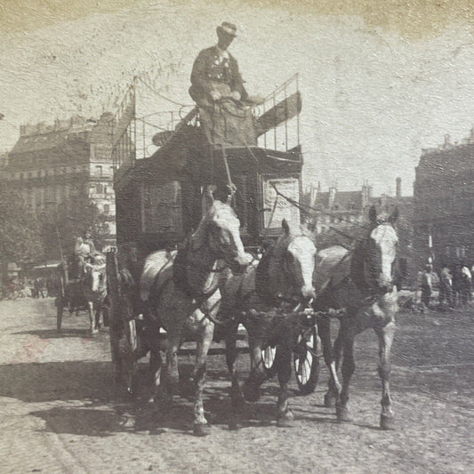 Antique 1880s Stage Coach In Paris France Stereoview Photo Card P1980-09